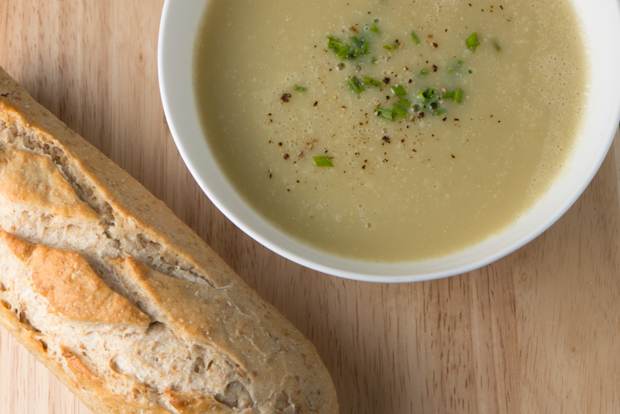 Celery, leek and potato soup