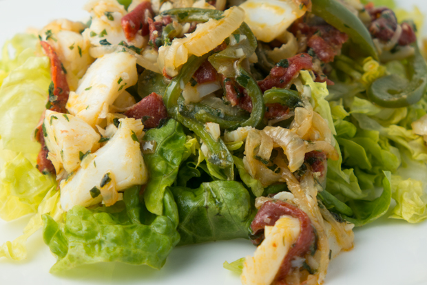 Basque-style salt cod and lettuce salad