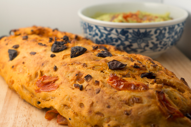 Pugliese Ciabatta with tomatoes, olives and onions