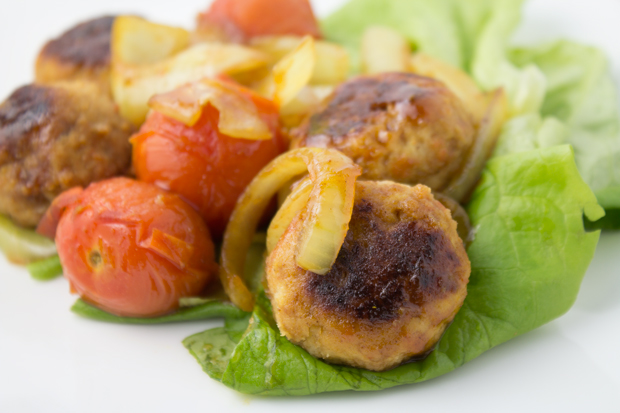 Okara meatballs with Japanese curry sauce