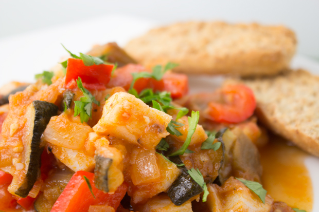 Samfaina: Catalan stew with salt cod and vegetables