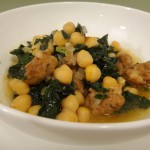 Chickpeas with chorizo and kale