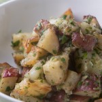 Roasted potatoes with salsa verde