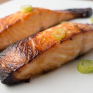 Miso-glazed grilled salmon